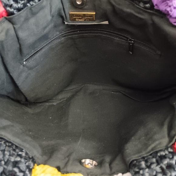 Vintage Neiman Marcus Woven Raffia Flower Handbag Made in Italy - Picture 8 of 9